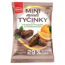 Semix Mini müsli tyčinky s kakaovými boby a pomerančem bez lepku 70 g