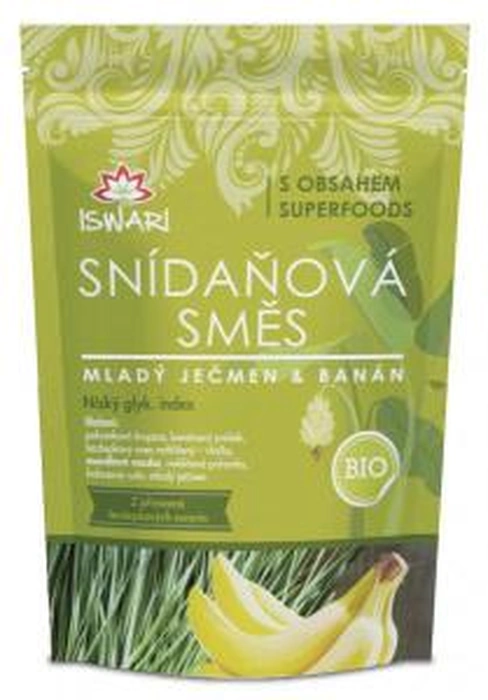 Iswari směs snídaňová mladý ječmen, banán, naklíčená pohanka bio 300g