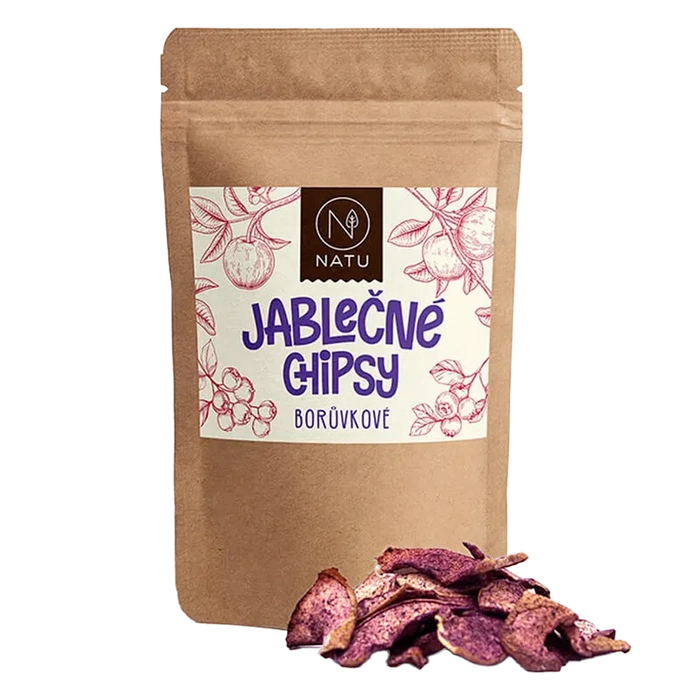NATU Jablečné chipsy borůvkové 45 g