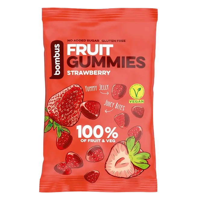 Bombus Fruit Gummies Strawberry jahodové želatinové bonbony 35 g