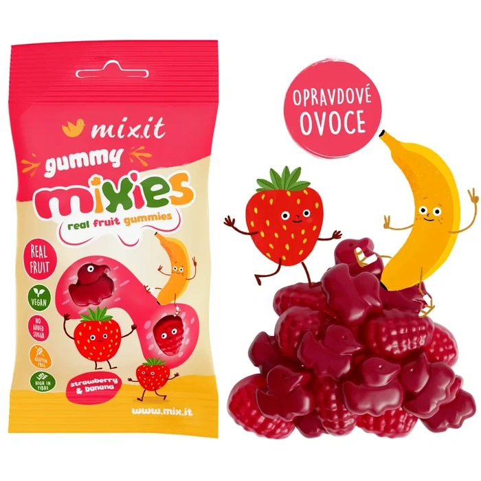 Mixit Bonbony Gummy Mixies jahoda + banán 35 g