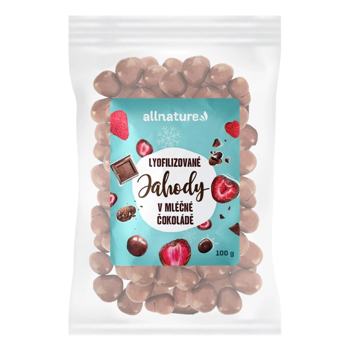 Allnature Mrazem sušené jahody v mléčné čokoládě 100g