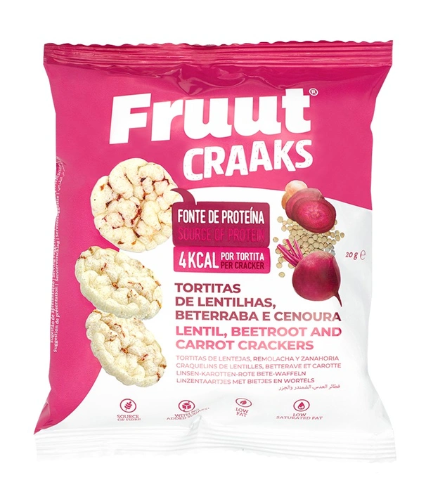 Fruut Čočkové krekry s příchutí červené řepy a jablka 20g