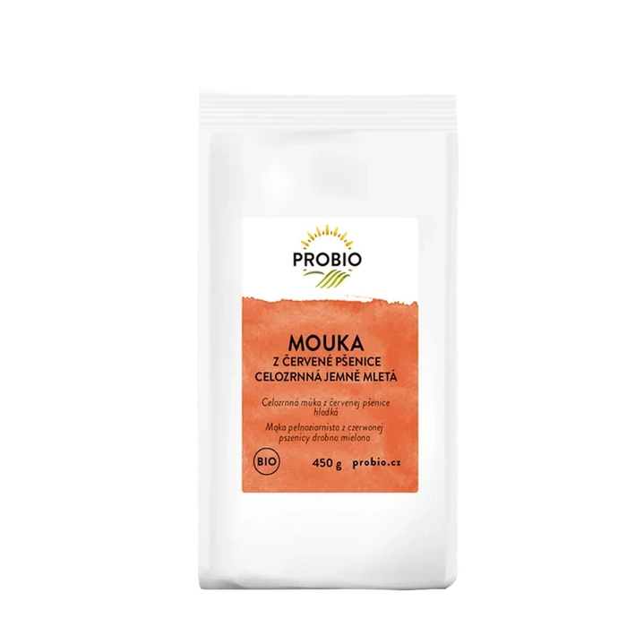 PROBIO Mouka z červené pšenice celozrnná jemně mletá 450g BIO