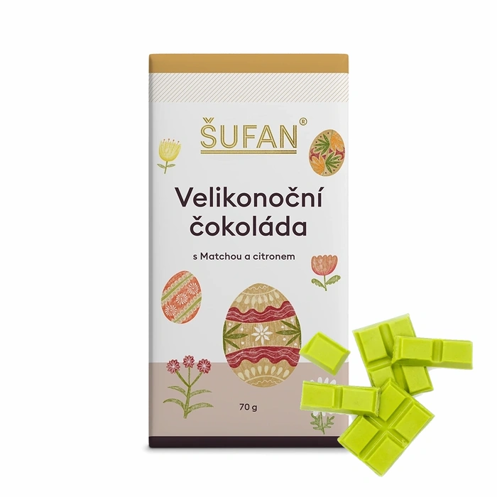 Šufan Velikonoční čokoláda s matchou a citronem 70 g