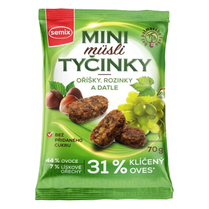 Semix Mini Müsli tyčinky s oříšky bez lepku 70g