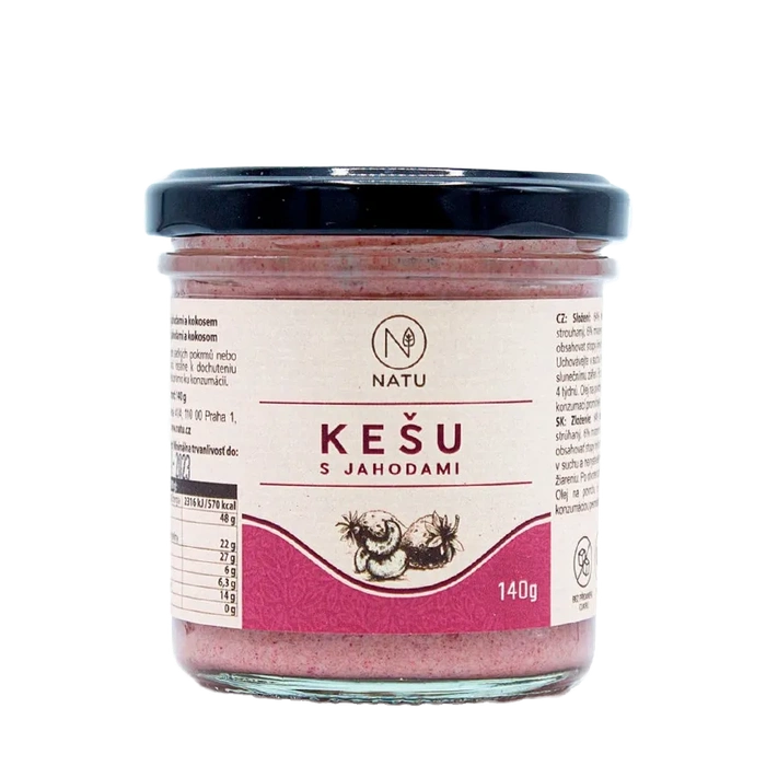 NATU Kešu krém s jahodami 140 g