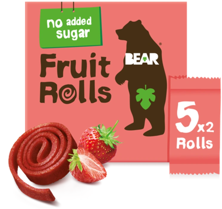 Yoyo Bear Fruit Rolls jahoda ovocné rolované plátky 5 x 20 g
