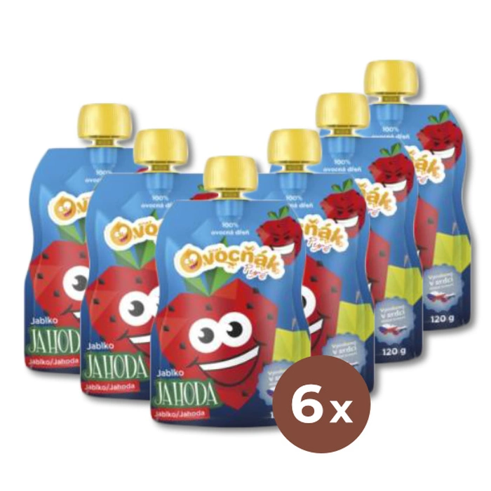Ovocňák Pyré jablko jahoda 6x120 g