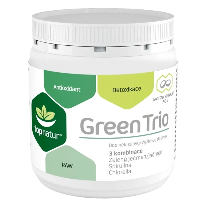 Topnatur Green Trio (spirulina, chlorella, zelený ječmen) 540 tbl.