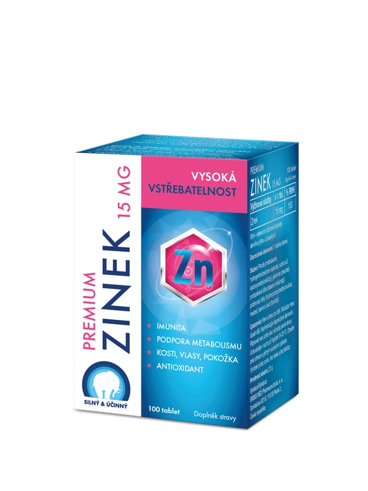 Premium Zinek 15mg 100 tablet