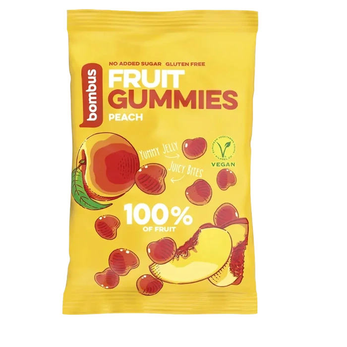 Bombus Fruit Gummies Peach broskvové želatinové  bonbony 35 g