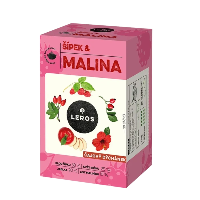 LEROS Čajový dýchánek šípek & malina 20x2 g