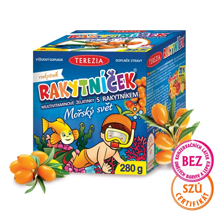 Terezia Rakytníček Multivitamínové želatinky s rakytníkem Mořský svět 140ks