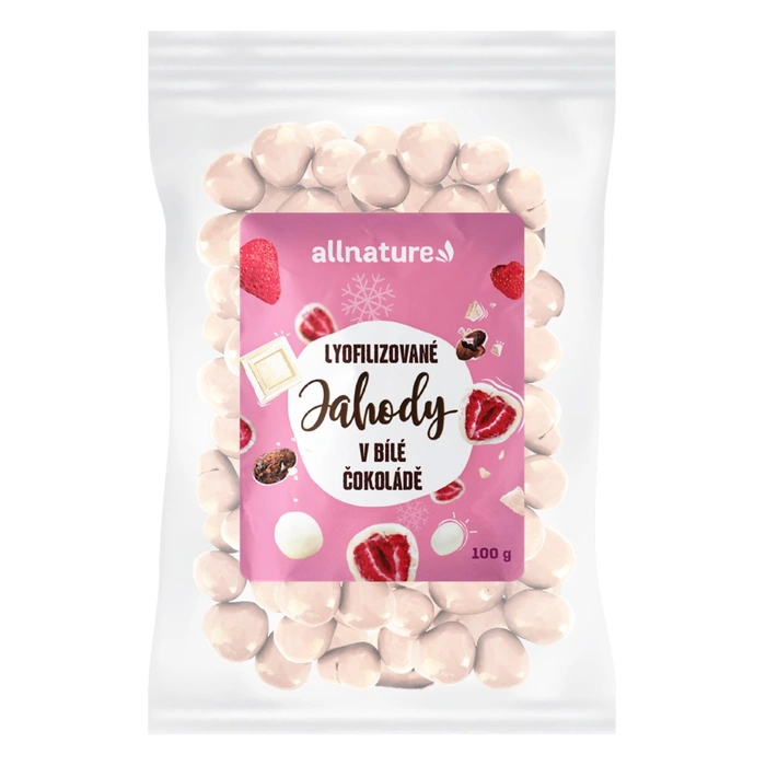 Allnature Mrazem sušené jahody v bílé čokoládě 100 g