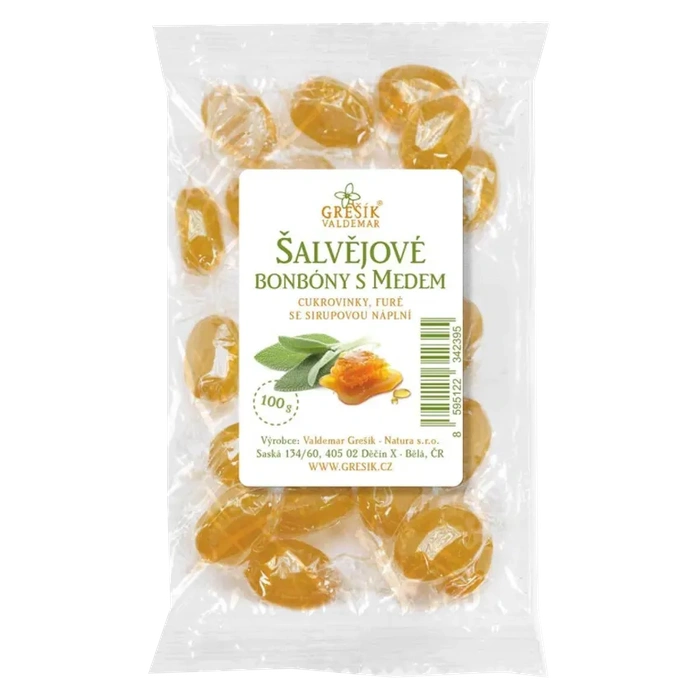 Grešík Šalvějové bonbony s medem 100 g