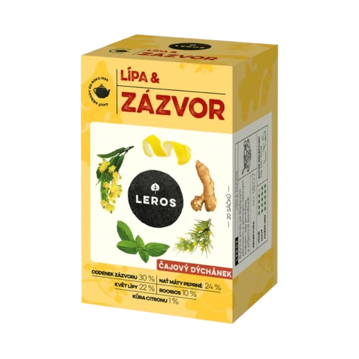 LEROS Čajový dýchánek lípa & zázvor 20x2 g