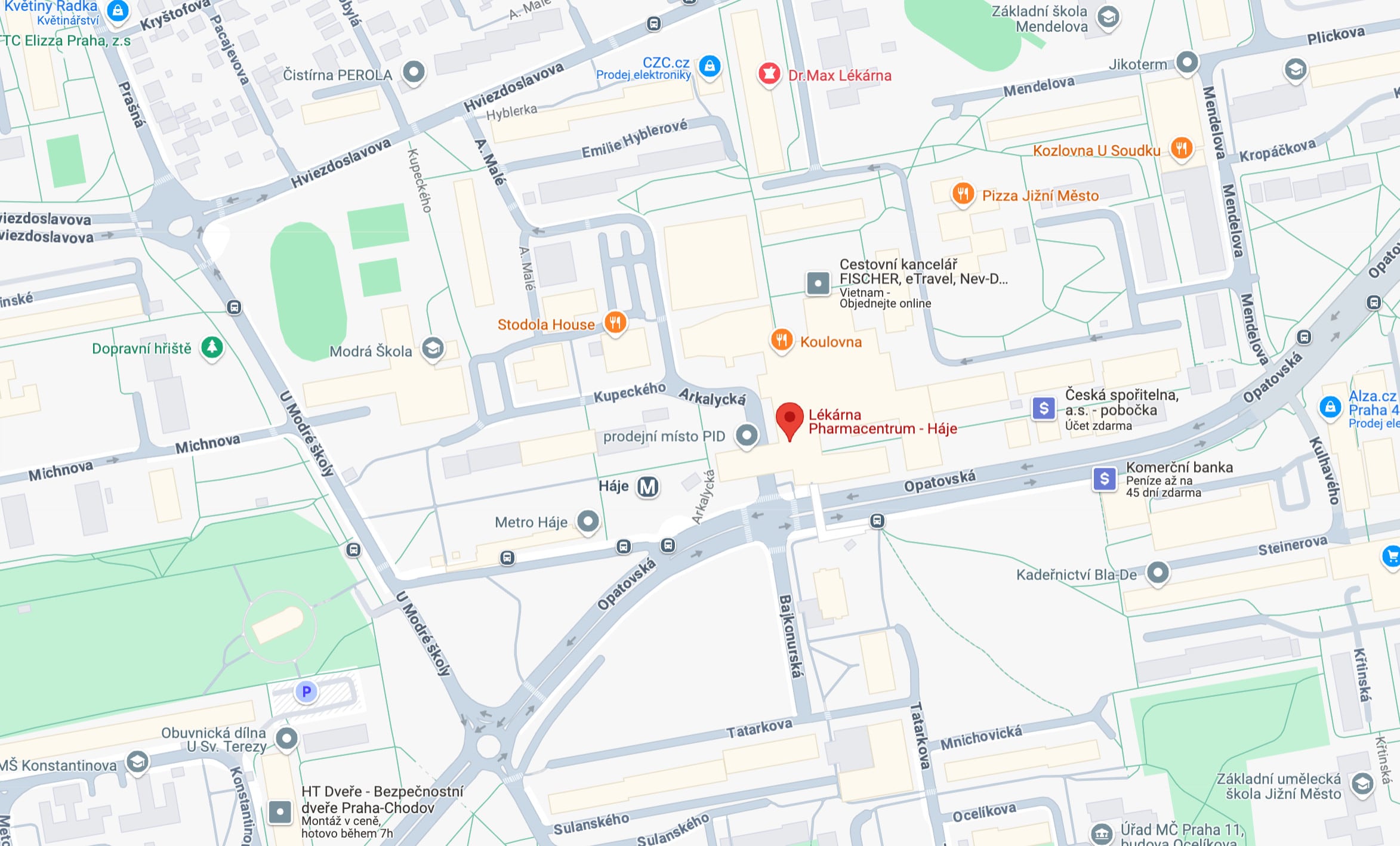Pharmacentrum Háje - mapa