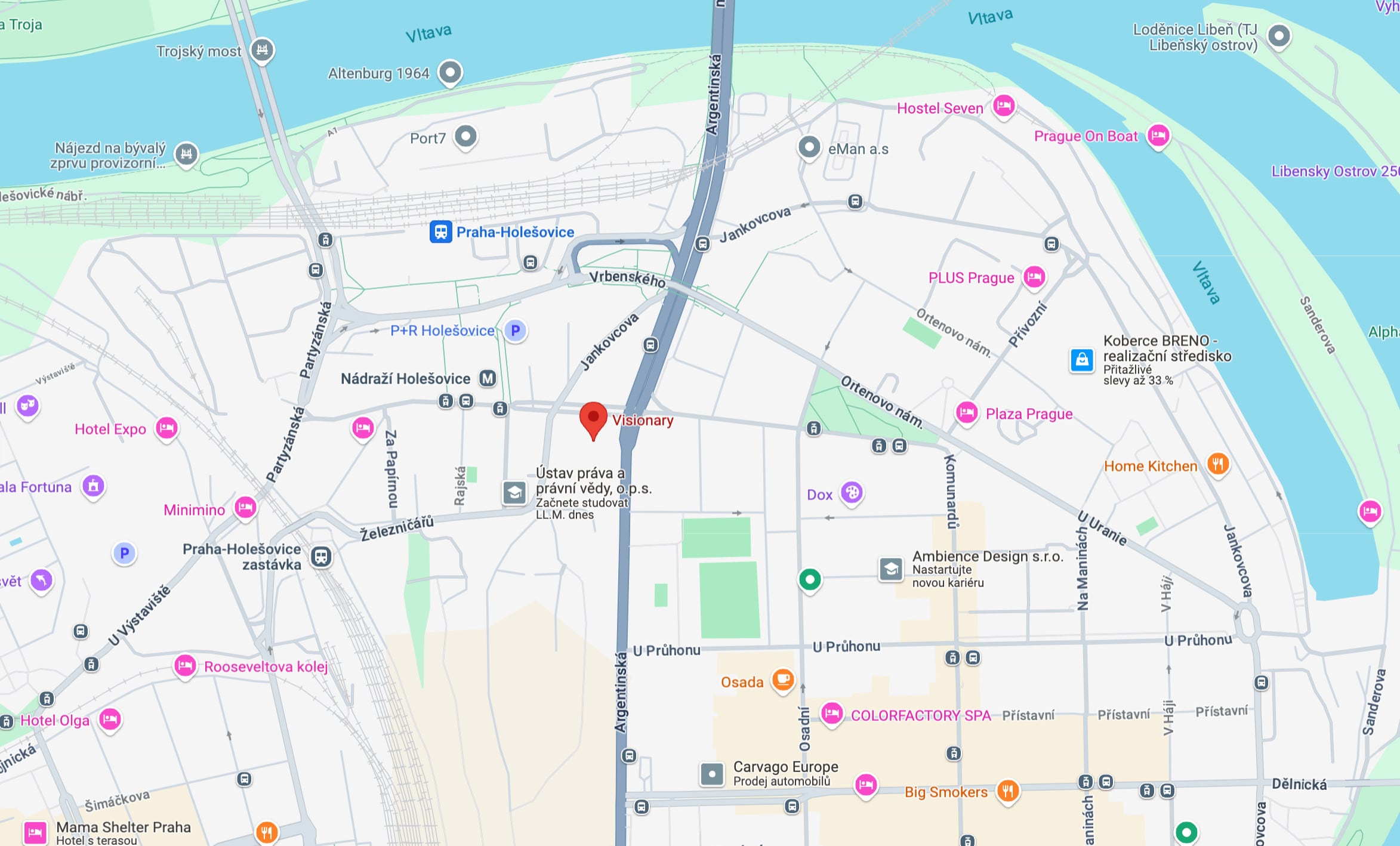 Ošatka Holešovice - mapa