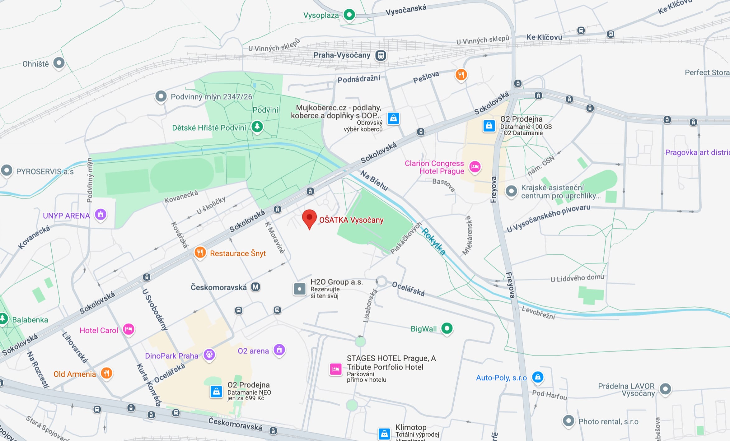 Ošatka Vysočany - mapa